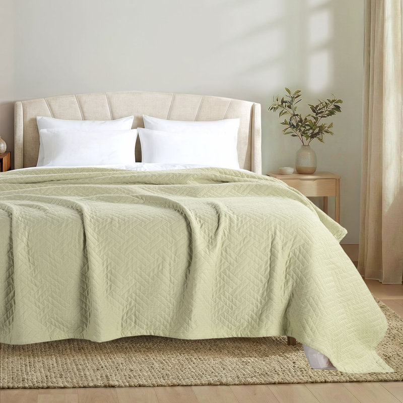 Couvre-lit en jacquard 100% coton Threadmill, Classic Sage Green, Très grand (106 po x 90 po)