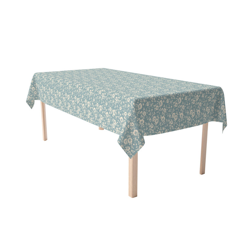 Rectangular Floral Cotton Twill Tablecloth