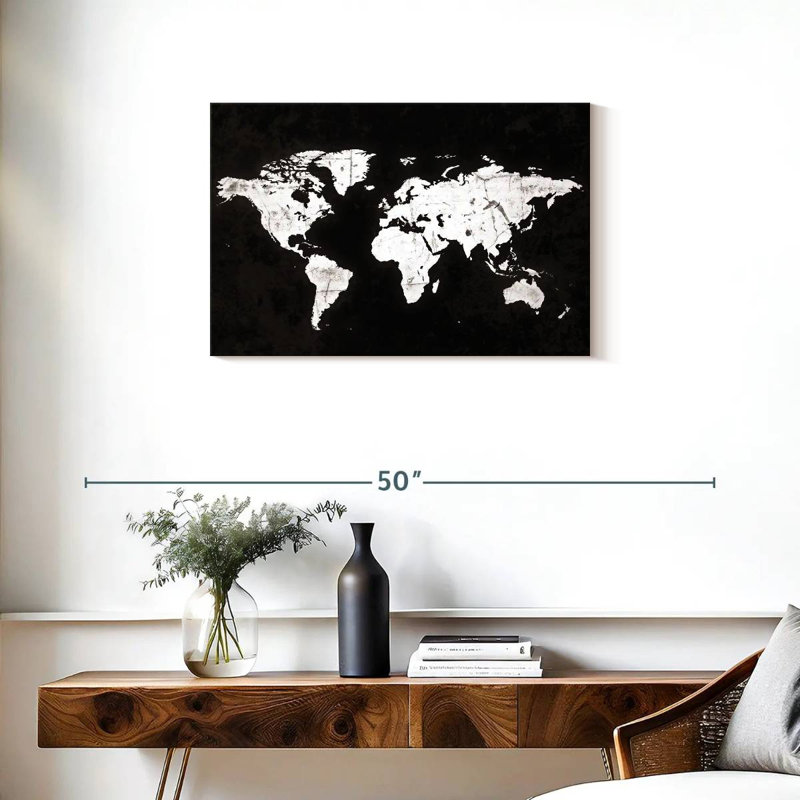 Carte du monde Aliaz White Contrast, H 20 po x l 30 po