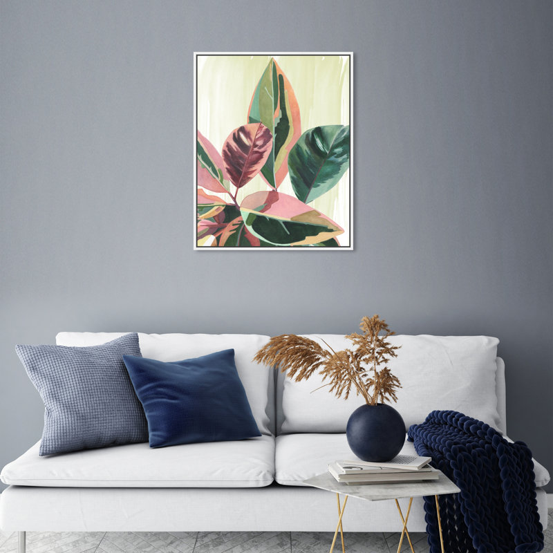Green inspo II - Impression sur toile, Toile avec cadre flottant blanc, H 25 po x l 21 po x P 1,8 po