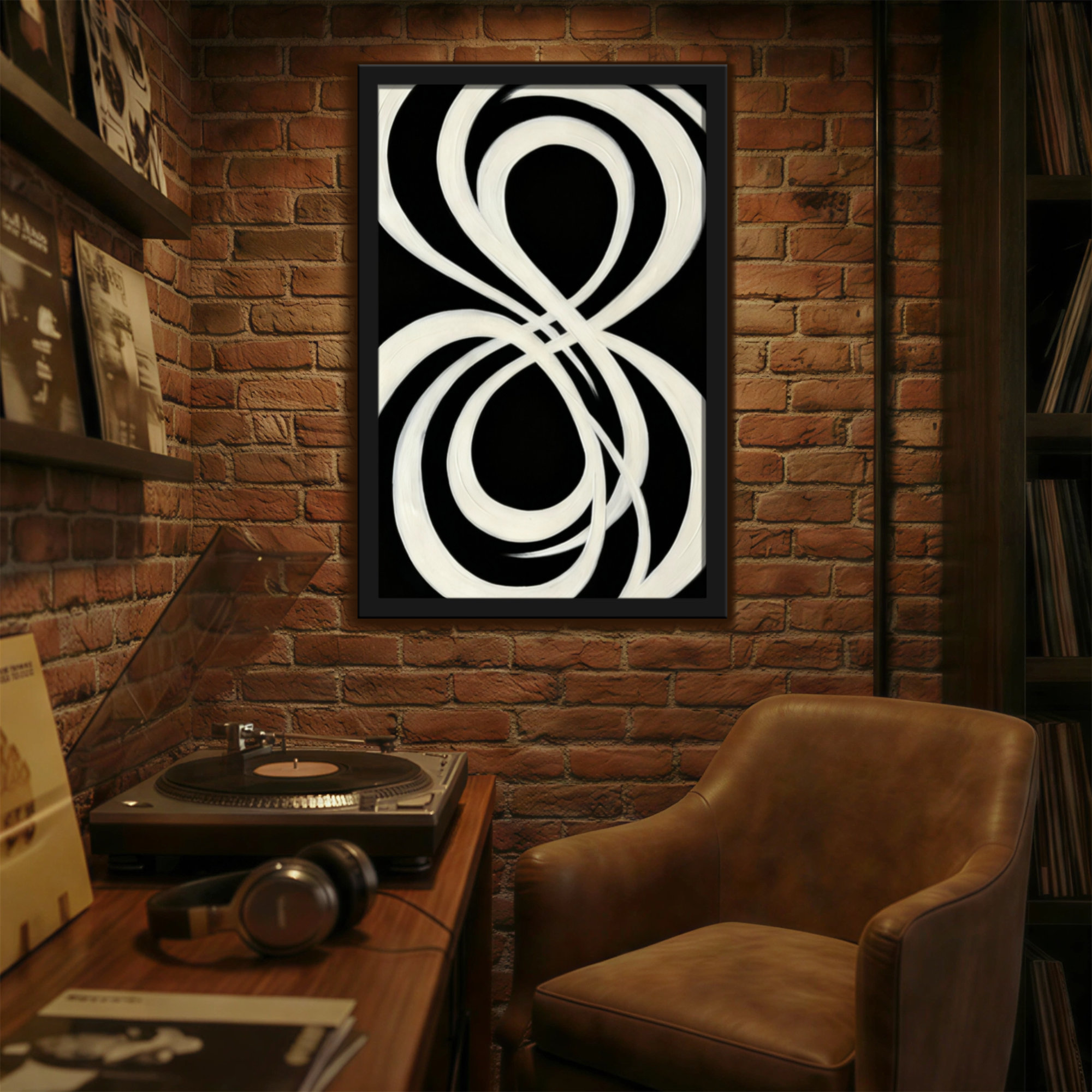 Wrought Studio™ Abstract Abstract Black And White Curved Lines Pattern ...