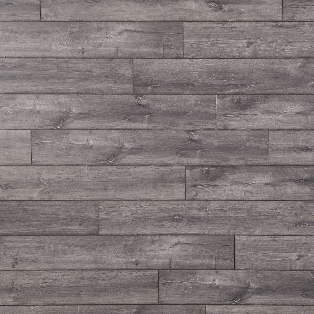 Clearance Restoration Collection® 8" x 51" x 12mm Blacksmith Oak Laminate Flooring in Anvil Mannington Color: Anvil