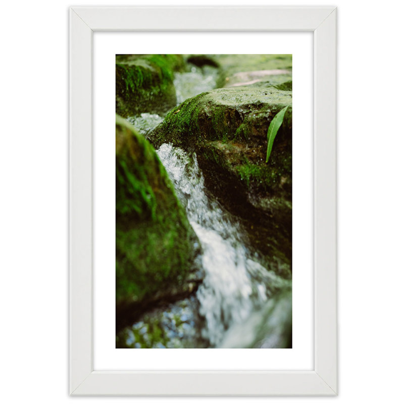 River - Single Picture Frame Print, 100cm H x 70cm W, White