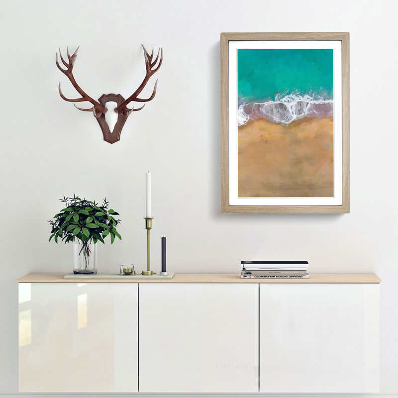 Gold Coast Beach in Australia - Picture Frame Graphic Art Print, Oak Framed, 87cm H x 62cm W x 2cm D