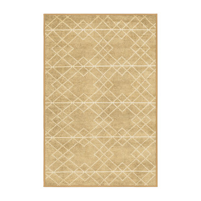 Tapis tissé à la machine à motif géométrique brun / blanc D Wilson