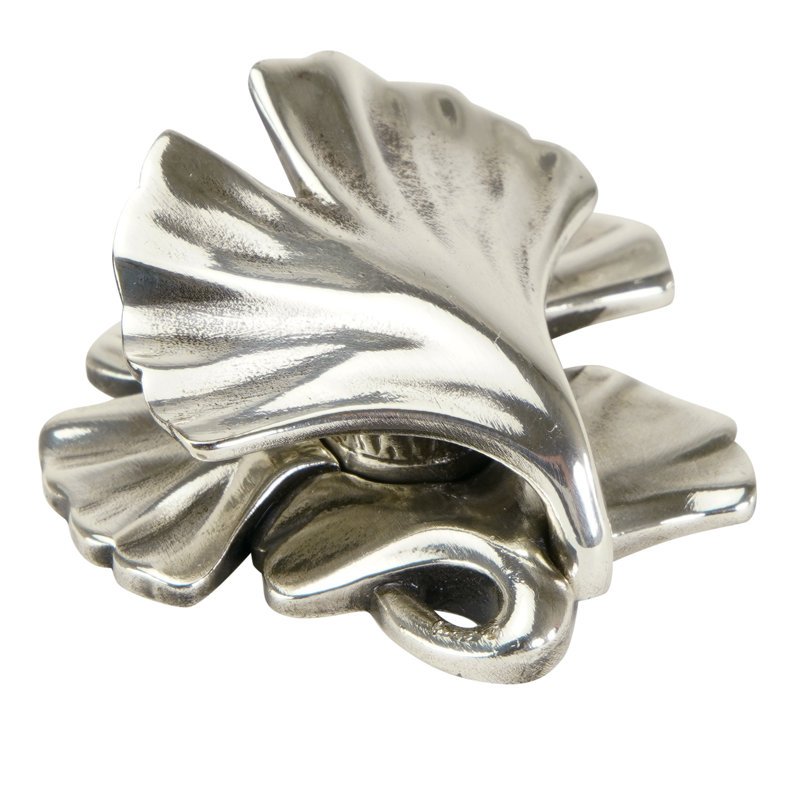 ARTS & CRAFT GINKGO KNOB IN PLATE, Silver