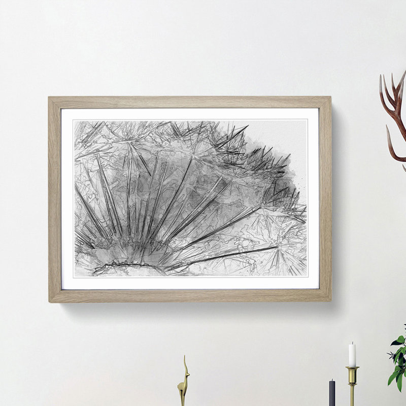 Dandelion Seed Sketch in Abstract - Picture Frame Graphic Art Print, Oak Framed, 36cm H x 48cm W x 2cm D