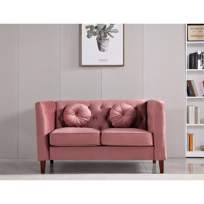 Causeuse 59 po, Velours rose