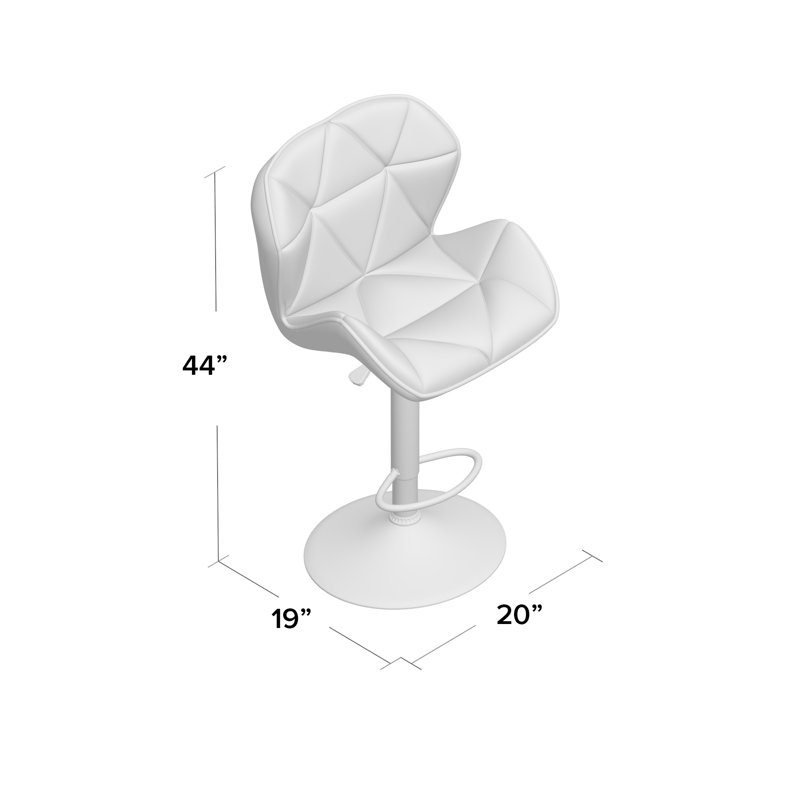 Capodanno Swivel Upholstered Adjustable Height Counter Stool with Metal Frame, White/Red, 2