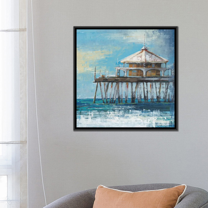 « boardwalk pilier », reproduction sur toile, H 37 po x l 37 po x P 1,5 po, Toile avec cadre noir, Pas de tapis