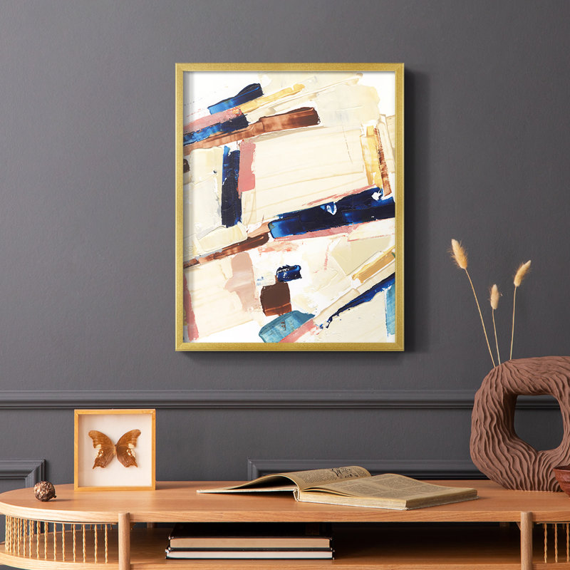 Pivot Point I Framed Print - Solid Wood, Gold, 10" H x 8" W