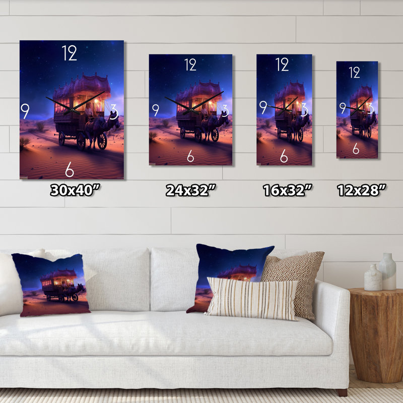 Horloge murale abstraite Gyspy Wagon Under Magical, Grand
