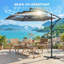 Parasol en porte-à-faux 120 "éclairé, parasol de patio en porte-à-faux à 3 niveaux de 10 pi à 3 niveaux avec éclairage solaire à DEL suspendu et suspendu pour la plage, la cour, la terrasse et la piscine-2109340078