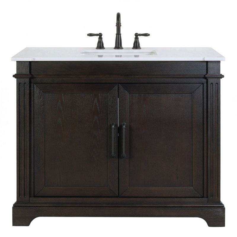 Maurice 42 in. W Wood & Quartz Single Bathroom Vanity