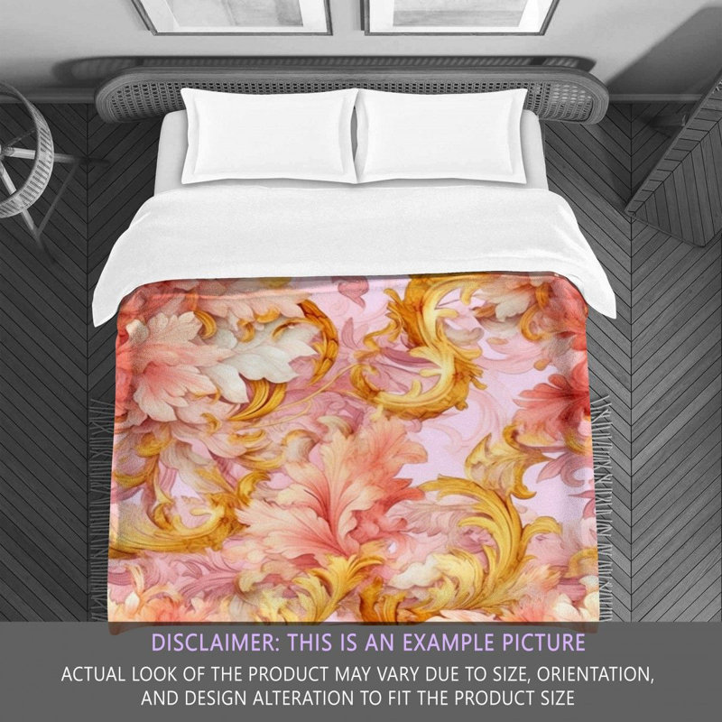 Polyester Comforter, Gold/Pink Floral, Twin Extra Long Comforter