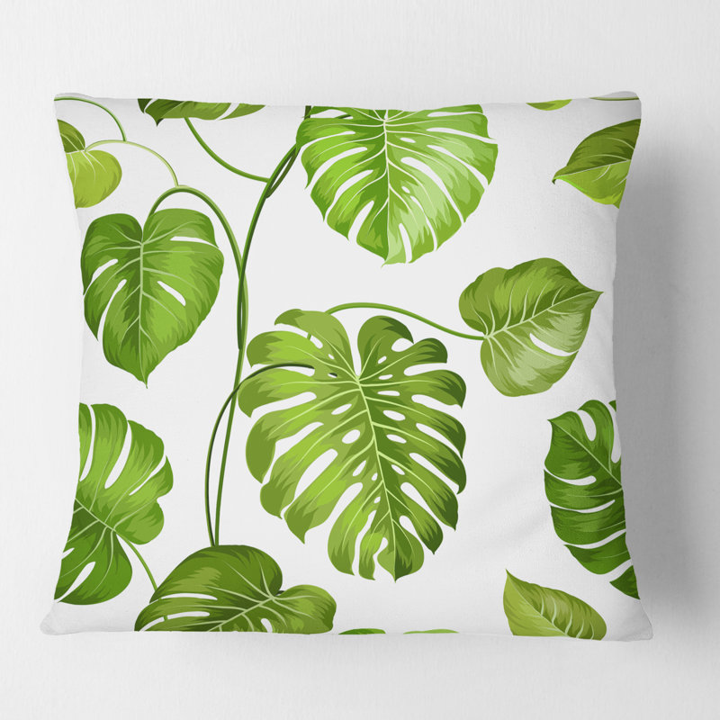 Coussin Tropical Tropical Leaves II - Mid-Century, 16 po x 1 po, Carré
