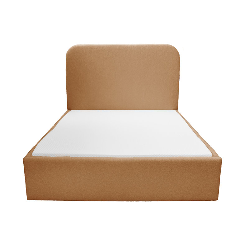 Upholstered Ottoman Bed, European Single (90 x 200cm), Brown Caramel