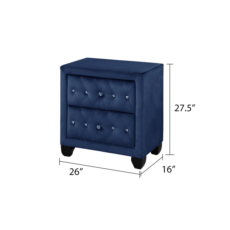 Table de chevet 2 tiroirs Rausch, Bleu