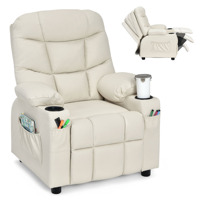 Quercia Kids 16'' Recliner Chair and Ottoman, Beige