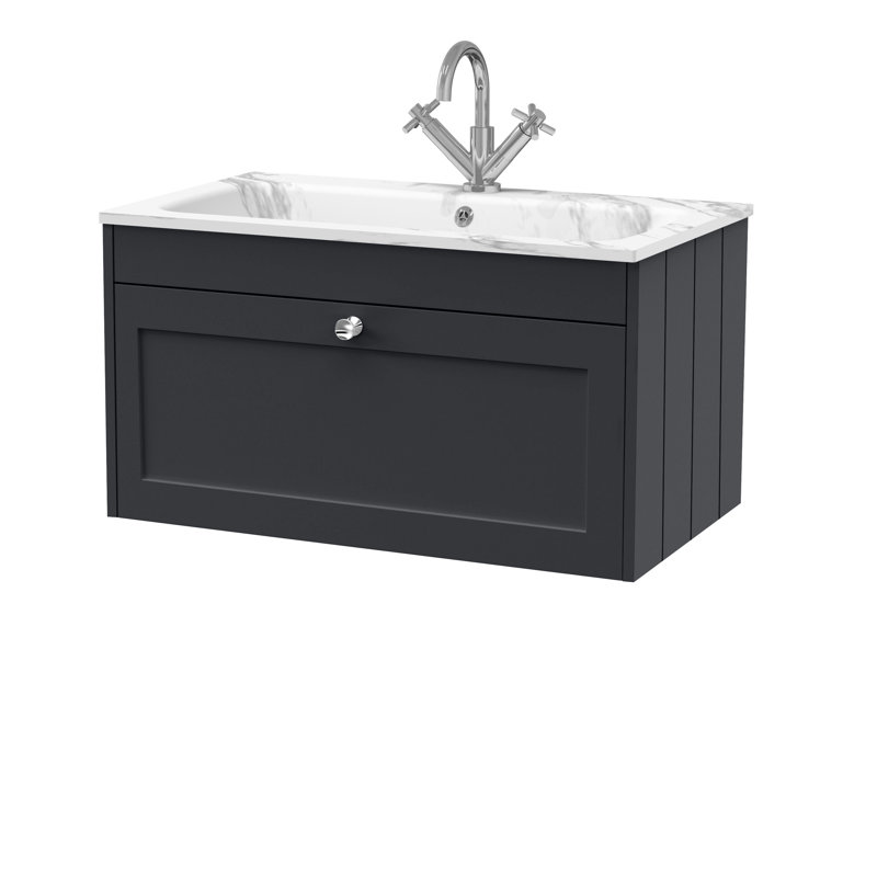 Mankato Bathroom Vanity, Soft Black, 805 cm, Grey/White