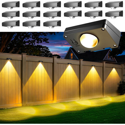 16 Pack Solar Fence Lights Outdoor, Waterproof LED Lens Design, 3 Lighting Modes (Warm/Natural/Cool), 4-6H Charge / 10H Runtime, Auto On/Off, Screws Or Adhesive Mount, For Wall Backyard Deck Patio Step Stair Porch Pool