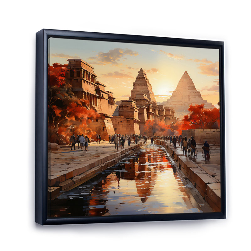 " Egypt Journey To Karnak ", 24" H x 24" W x 1" D, Black Floater Framed