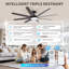 Ventilateur de plafond 72 "avec lumières - 8 pales, contrôle App / Alexa, température de couleur réglable, pour intérieur / extérieur-129067743