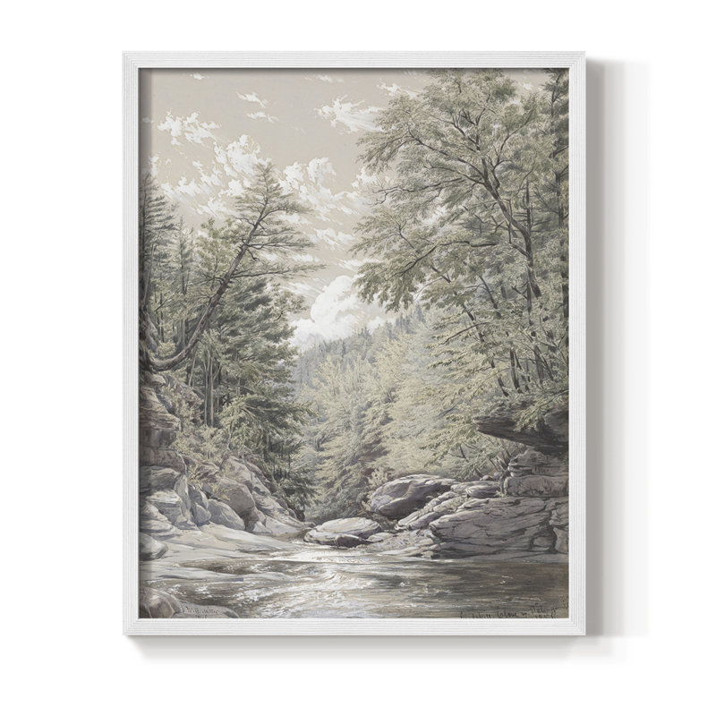 Reproduction encadrée vintage en bois massif Cxxxiv, H 11 po x l 9 po, Blanc