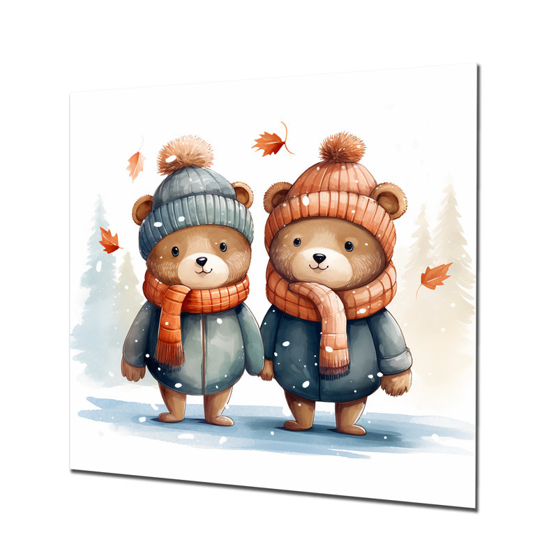 Charmant ours en peluche, ours d'hiver II, H 29 po x l 29 po x P 1,5 po