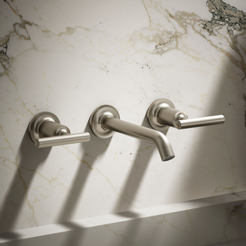 Purist® Wall-Mounted Bathroom Faucet, Vibrant Brushed Nickel, Lever Handle