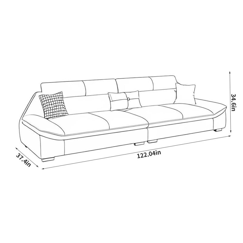 Canapé simple en similicuir, H 34,6 po x l 122,04 po x P 37,4 po, Brun