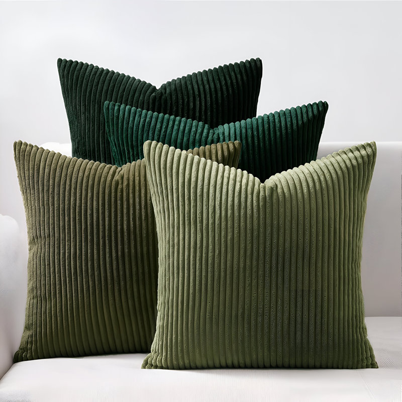 Striped Square Cushion Pad, Emerald