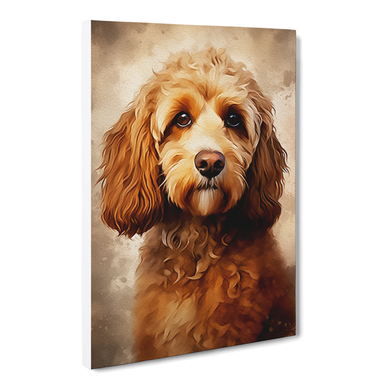 Cockapoo Digital No.3 - Wrapped Canvas, 50cm H x 35cm W x 3cm D