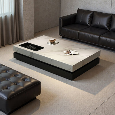 Table basse Minimalisme en ardoise avec plateau en métal