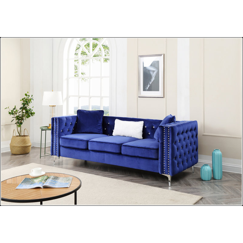 Glory Furniture Paige Sofa, Upholstered Sofa, Blue