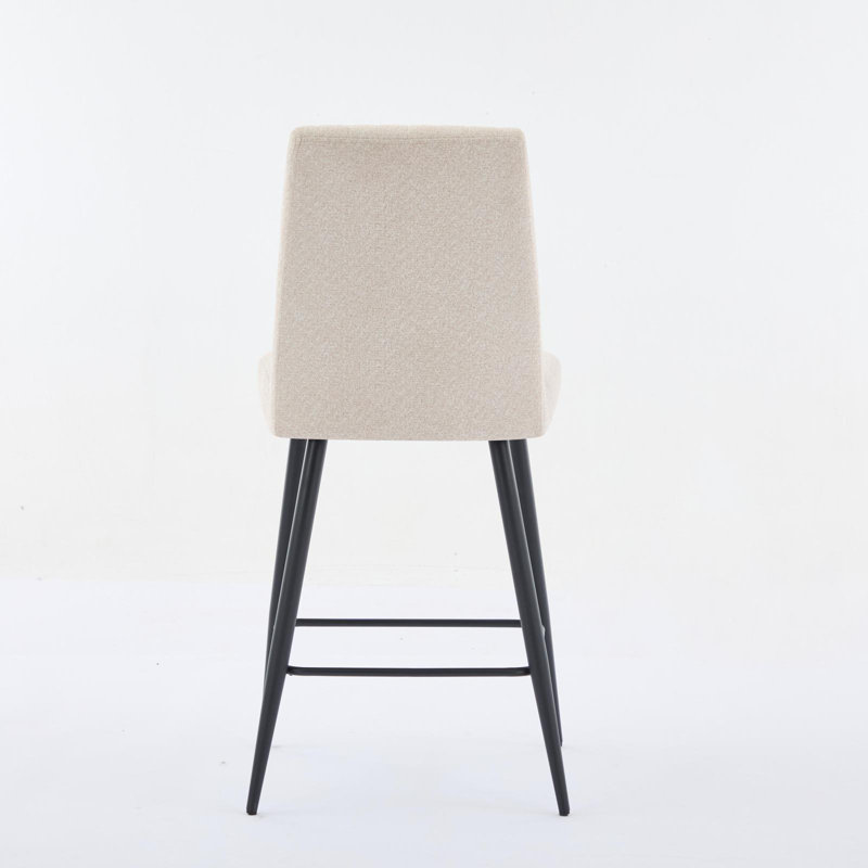 Ensemble de 2 chaises de bar réglables à pieds de fer réglables en velours beige, Beige