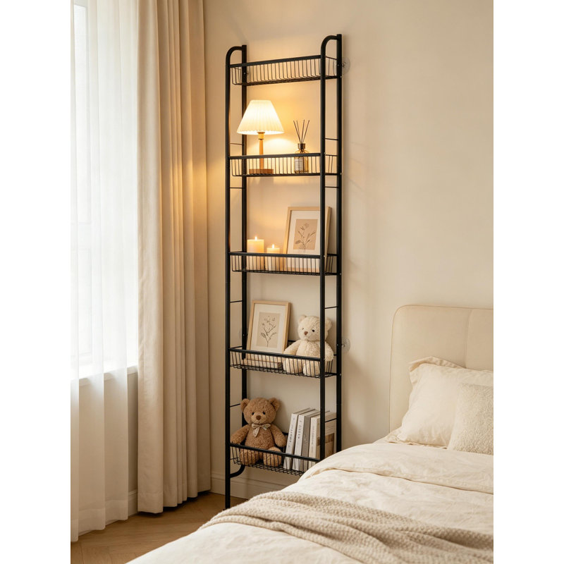 5-Tier Ultra-Thin Narrow Gap Storage Shelf for Kitchen Bathroom, Black