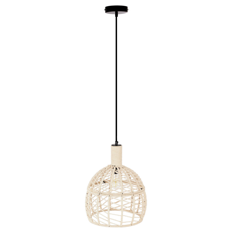 Luminaire suspendu en dôme noir satiné à 1 lumière Friedler