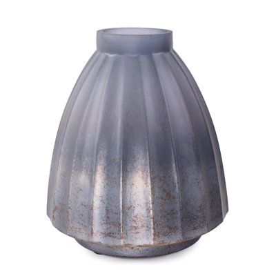 Cool Ice Blue Ribbed Cylindrical Vessel