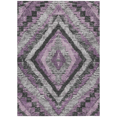 Machine Washable Indoor/Outdoor Xhevrie Lavender Rug