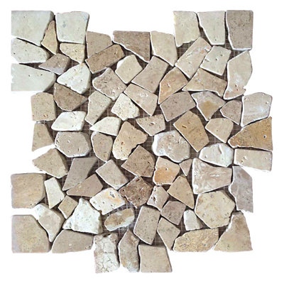 Échantillon - Carrelage mosaïque en travertin brun clair / beige