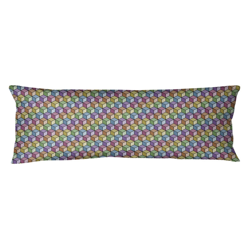 Coussin lombaire cubique, Mauve / olive / vert, Bourre en polyester