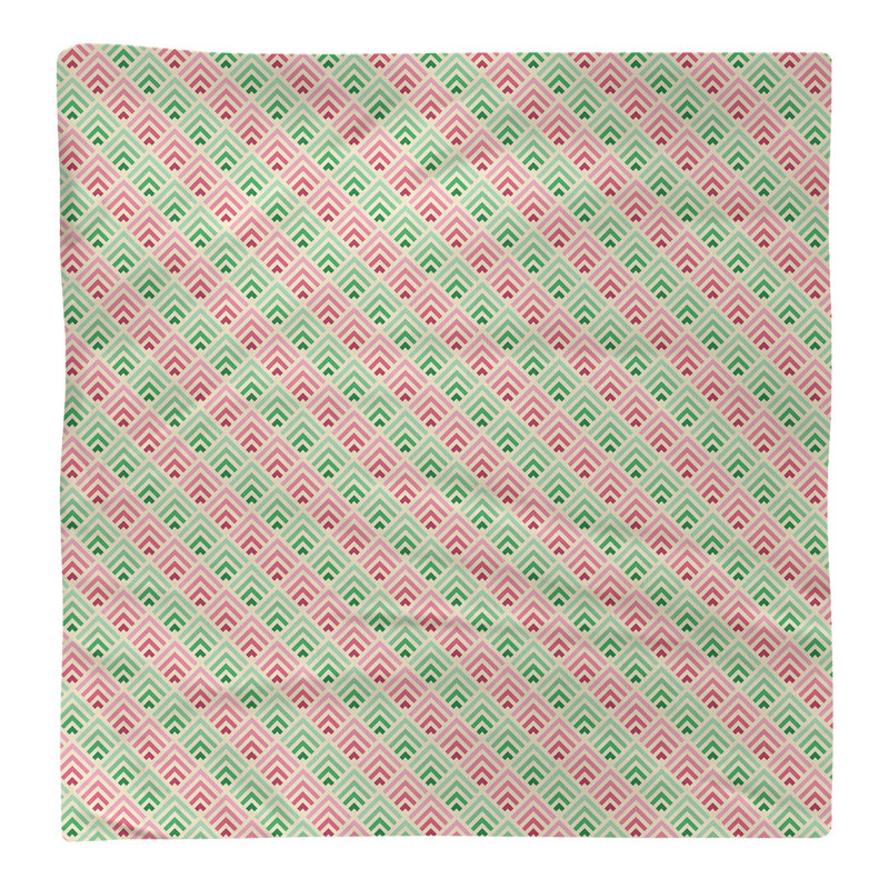 Polyester Geometric Square Napkin, Yellow/Pink/Green, Polyester Twill, 0.1" H x 10" W x 10" D