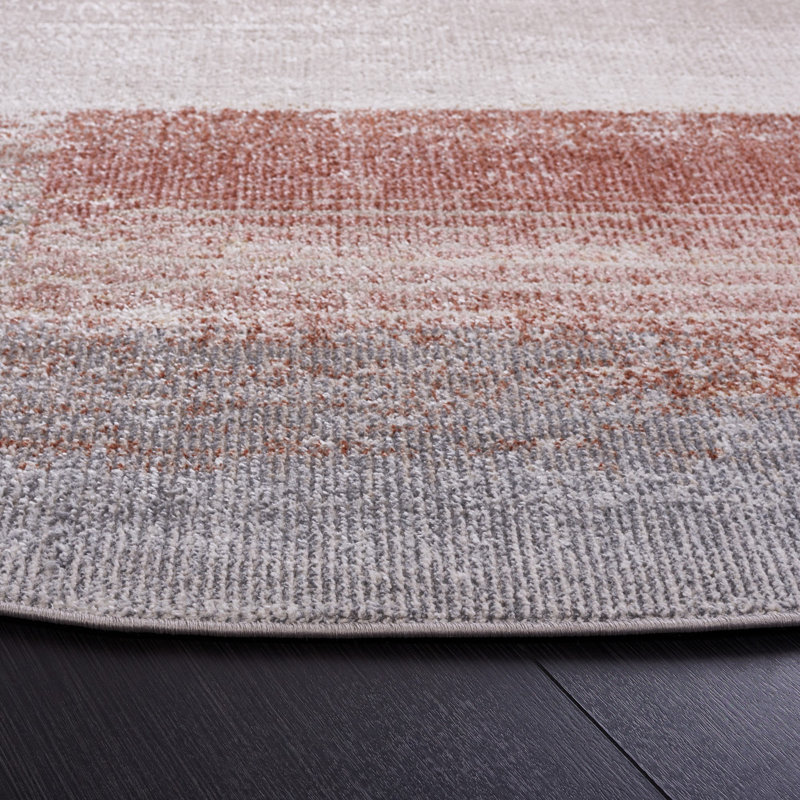 Tapis abstrait lavable à la machine Macur, Rond 6 pi 7 po