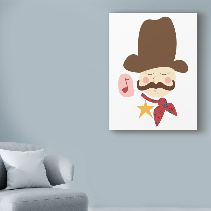 « cowboy siffler », art sur toile, H 47 po x l 35 po x P 2 po