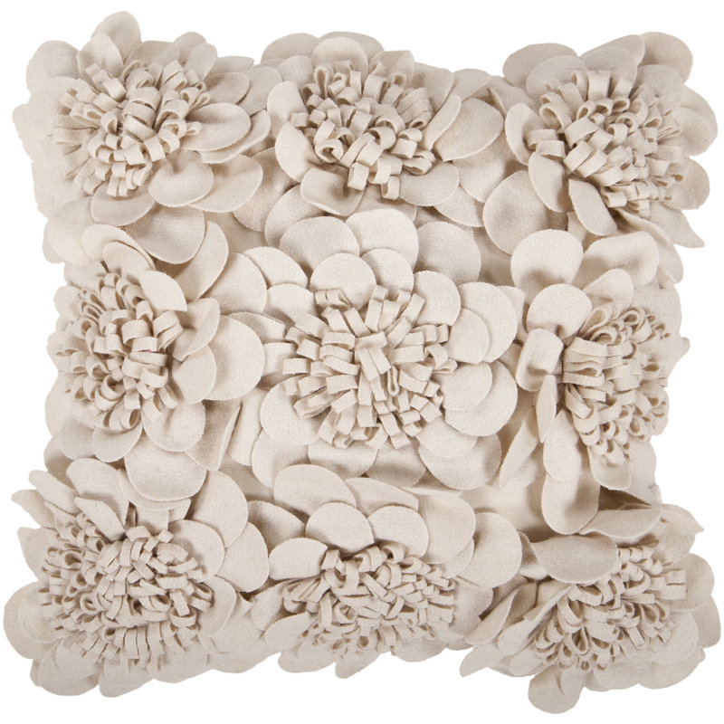 Floral Throw Pillow, 22" H x 22" W x 4" D, Espresso, Polyester