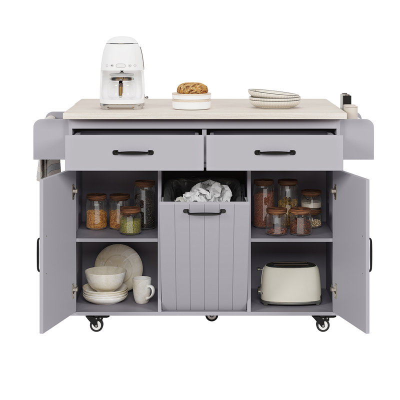 51.11 " W Kitchen Island, Gray