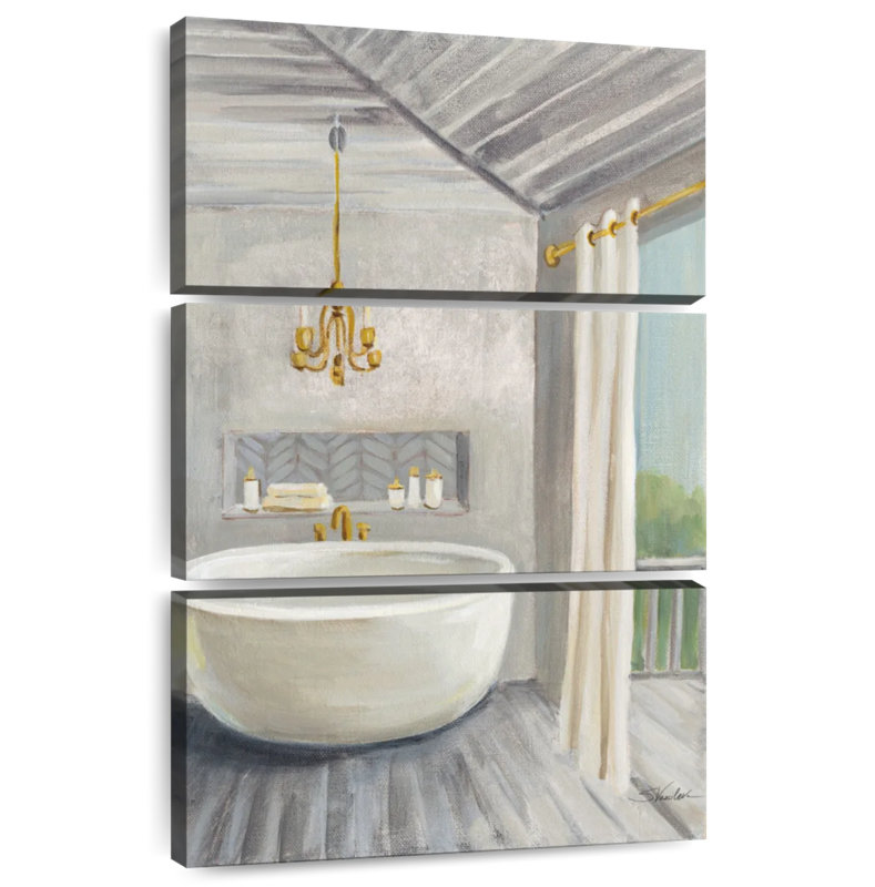 Kerrick Attic Bathroom II Gray Wood, 74" H x 48" W