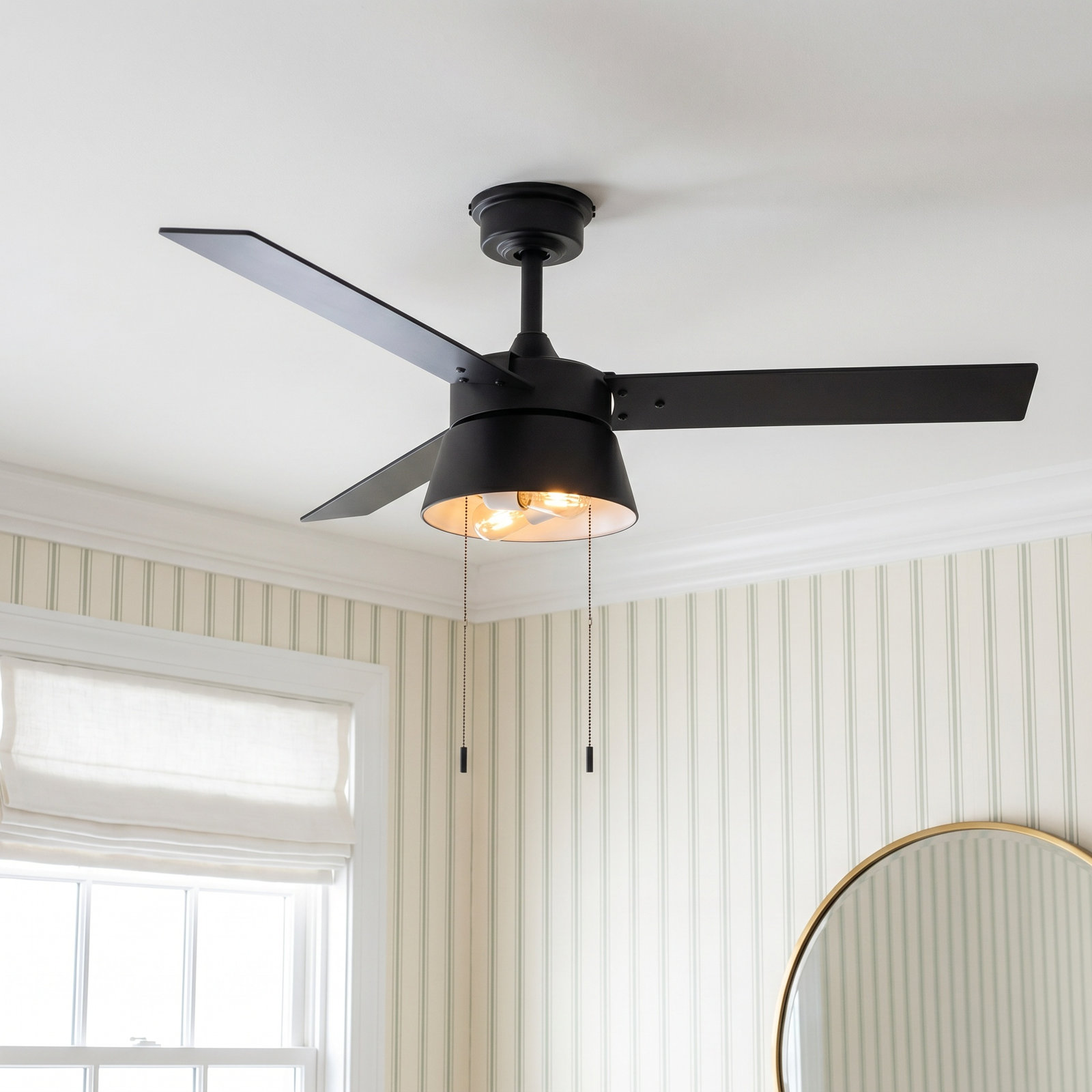 48" Alcona 3 - Blade Chandelier Ceiling Fan with Pull Chain and Light Kit Included