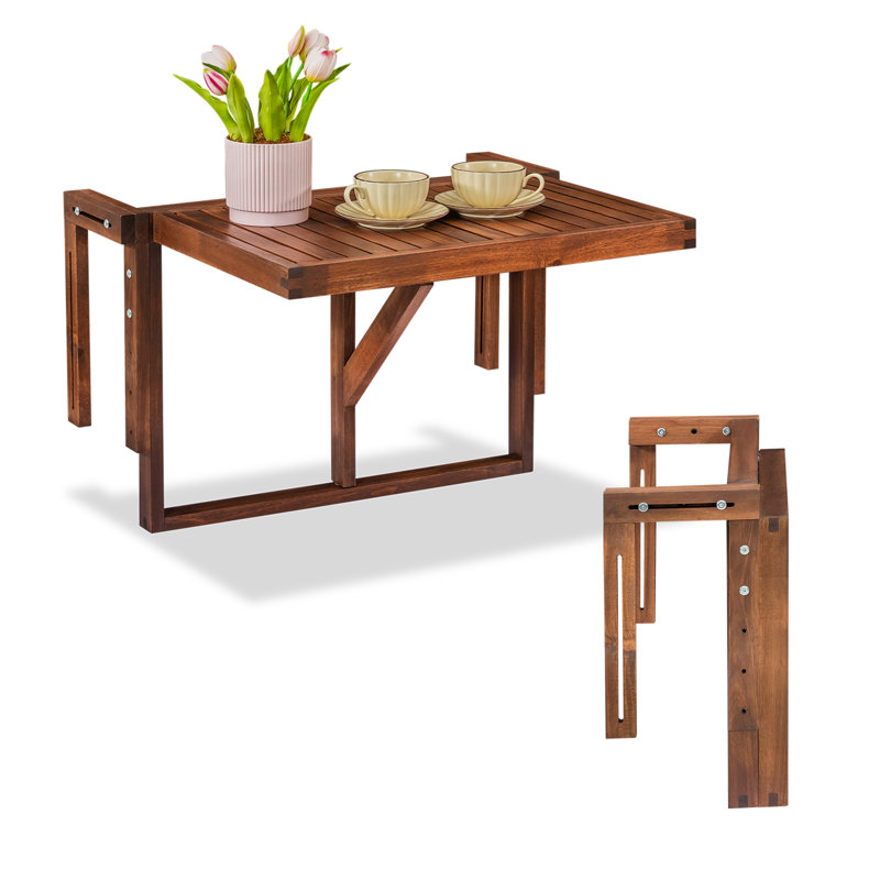 Rectangular Acacia Solid Wood Outdoor Balcony Table , 27.2 " W 23.6 " D, Brown